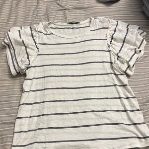 Green Envelope White Short Sleeve Stripe Top